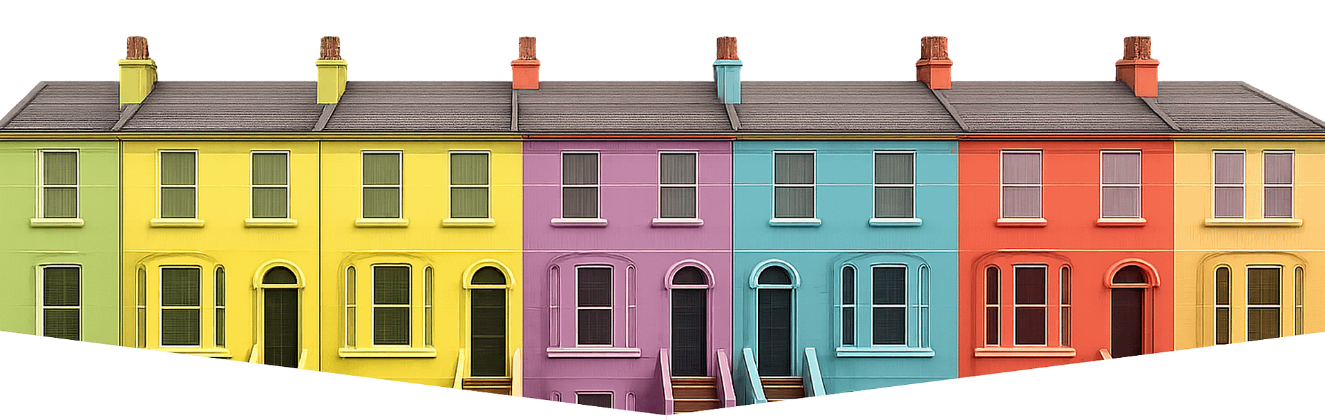 Colourful terraced houses representing property management in Brighton and Hove